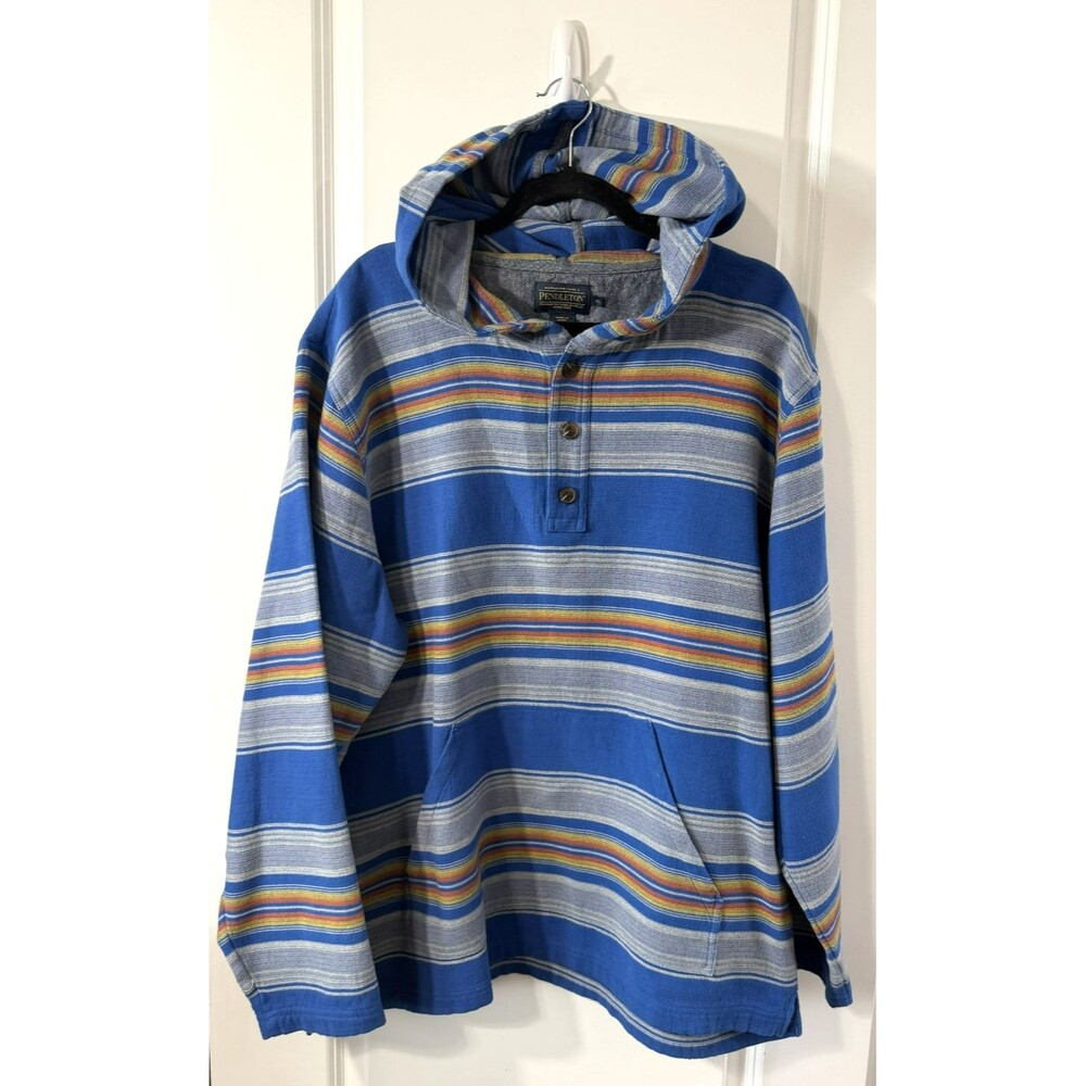 Men's Pendleton Pullover Hoodie XL Doublesoft Striped Surf Collection Cotton